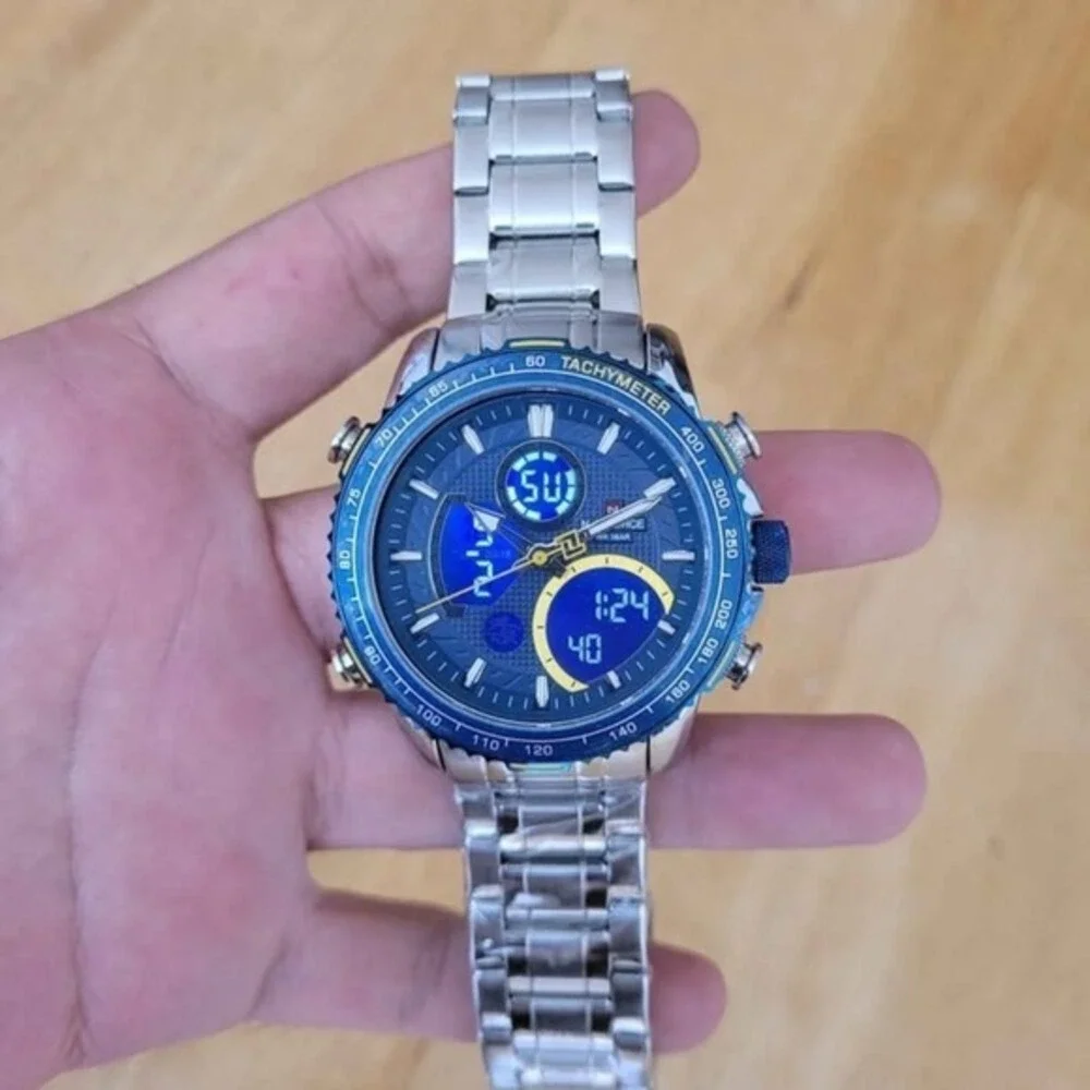 NAVIFORCE New Stylish Dual Display‎ Watch in Stainless Steel For Men